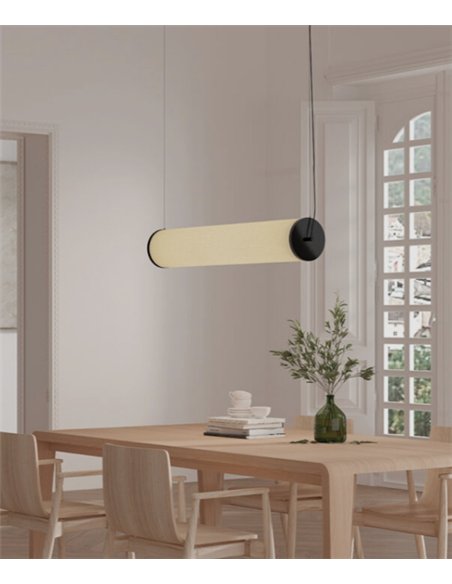 Lámpara colgante Nooi - Aromas - Diseño tubular de lino con instalación horizontal o vertical