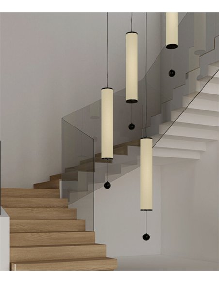 Lámpara colgante Nooi - Aromas - Diseño tubular de lino con instalación horizontal o vertical