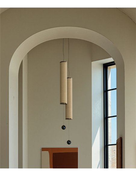 Lámpara colgante Nooi - Aromas - Diseño tubular de lino con instalación horizontal o vertical