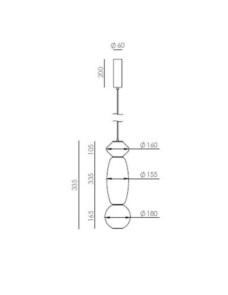 Lámpara de suspensión Papi - Aromas - Diseño vertical en vidrio con luz LED cálida