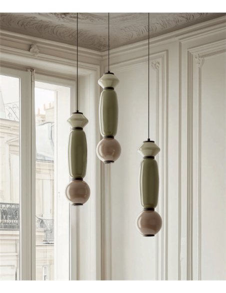 Lámpara de suspensión Papi - Aromas - Diseño vertical en vidrio con luz LED cálida