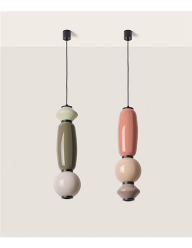 Lámpara de suspensión Papi - Aromas - Diseño vertical en vidrio con luz LED cálida