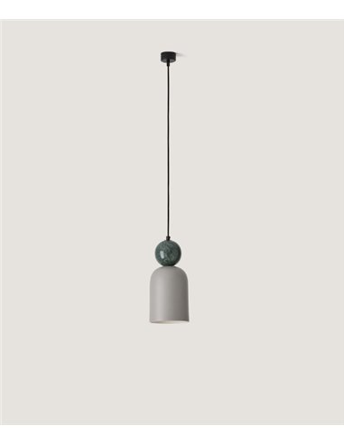 Lámpara colgante Bell - Aromas - Pantalla cerámica redondeada con esfera de mármol