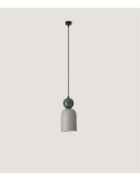 Lámpara colgante Bell - Aromas - Pantalla cerámica redondeada con esfera de mármol