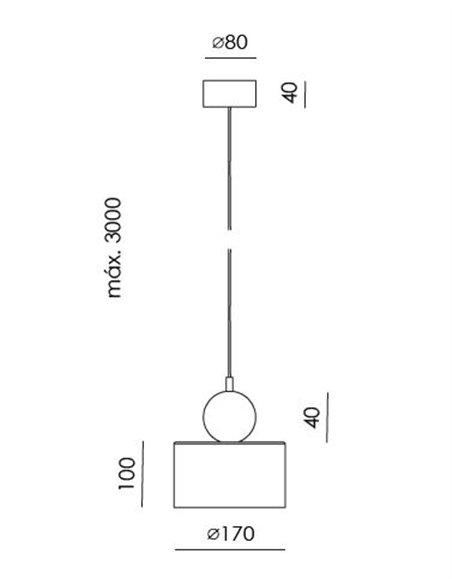 Lámpara colgante Curn - Aromas - Pantalla acanalada con esfera de mármol