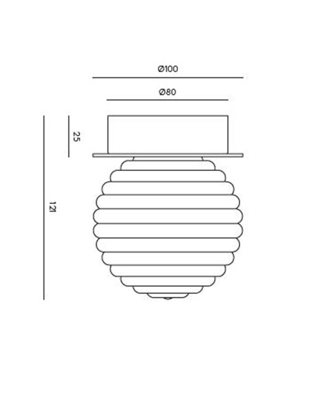 Plafón de techo Doul - Aromas - Globo de cristal rayado con luz LED regulable