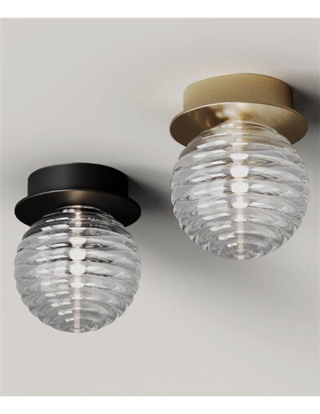 Plafón de techo Doul - Aromas - Globo de cristal rayado con luz LED regulable