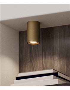 Foco de techo Latto - Aromas - Diseño cilíndrico de aluminio texturizado, luz GU10