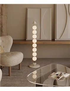 Lámpara de pie Soko - Aromas - Columna de 8 globos de cristal opal con base de mármol