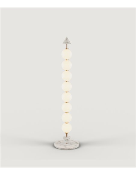 Lámpara de pie Soko - Aromas - Columna de 8 globos de cristal opal con base de mármol