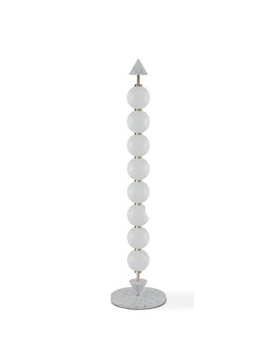 Lámpara de pie Soko - Aromas - Columna de 8 globos de cristal opal con base de mármol