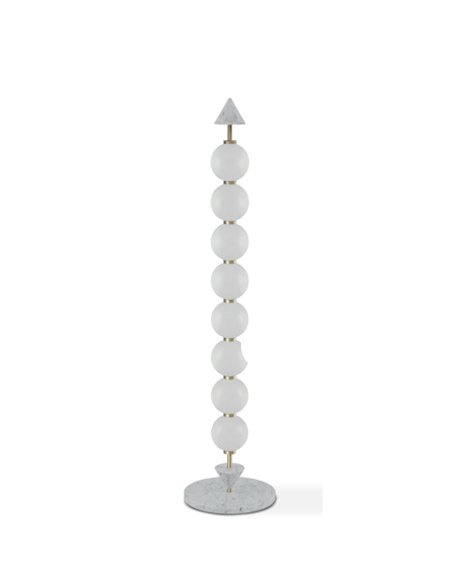 Lámpara de pie Soko - Aromas - Columna de 8 globos de cristal opal con base de mármol