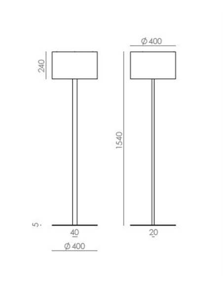 Lámpara de pie Rems - Aromas - Pantalla cilíndrica de cuero con regulador en cable