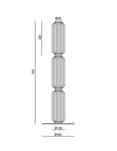 Lámpara de pie Elma - Aromas - Columna de 3 módulos de cristal estriado con LED regulable