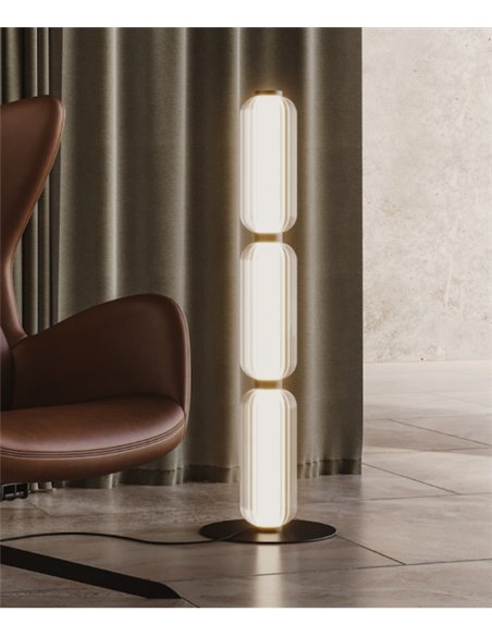 Lámpara de pie Elma - Aromas - Columna de 3 módulos de cristal estriado con LED regulable