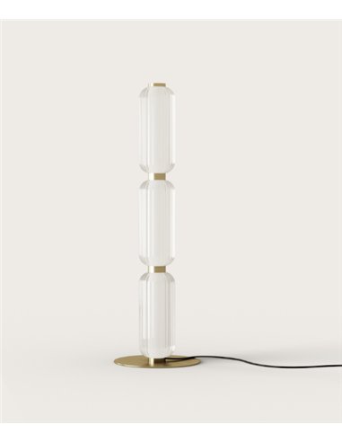 Lámpara de pie Elma - Aromas - Columna de 3 módulos de cristal estriado con LED regulable