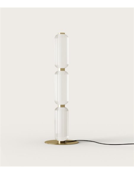Lámpara de pie Elma - Aromas - Columna de 3 módulos de cristal estriado con LED regulable