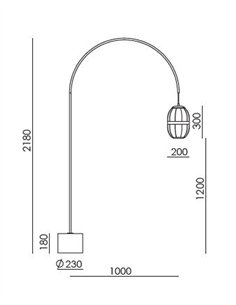Lámpara de pie Pull - Aromas - Diseño de arco con pantalla de lino y base de mármol 2