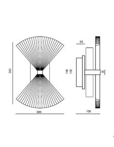 Aplique de pared Hita - Aromas - Doble pantalla de papel plegado con detalle de mármol