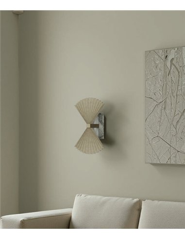 Aplique de pared Hita - Aromas - Doble pantalla de papel plegado con detalle de mármol