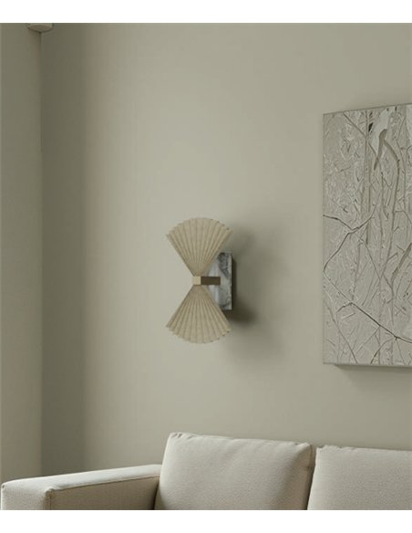 Aplique de pared Hita - Aromas - Doble pantalla de papel plegado con detalle de mármol