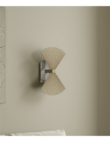 Aplique de pared Hita - Aromas - Doble pantalla de papel plegado con detalle de mármol