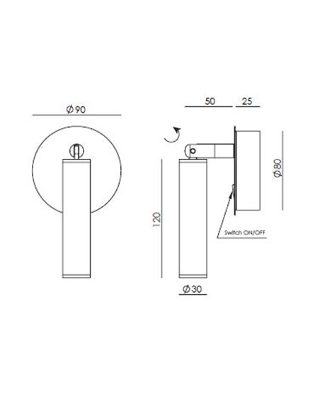 Aplique de pared Coco - Aromas - Foco de lectura orientable con interruptor integrado