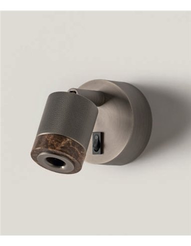 Aplique de pared Tea - Aromas - Foco orientable con detalle de mármol e interruptor