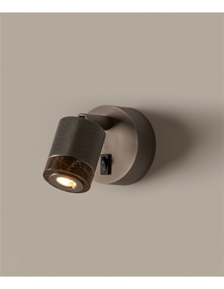 Aplique de pared Tea - Aromas - Foco orientable con detalle de mármol e interruptor