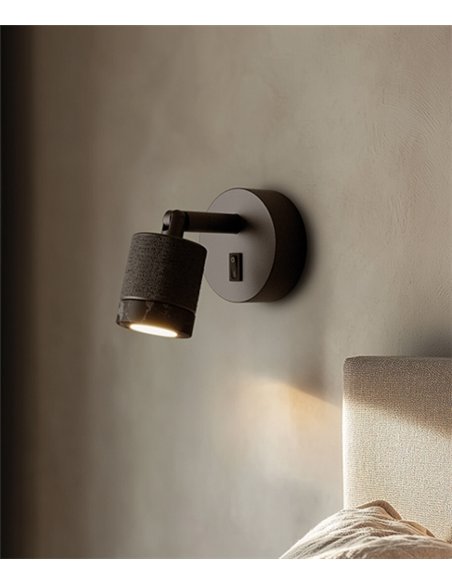 Aplique de pared Tea - Aromas - Foco orientable con detalle de mármol e interruptor