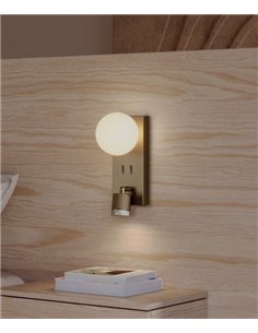 Aplique de pared Tea - Aromas - Doble luz con tulipa de cristal y foco orientable
