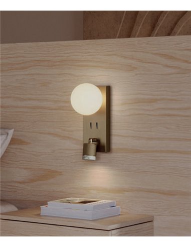 Aplique de pared Tea - Aromas - Doble luz con tulipa de cristal y foco orientable