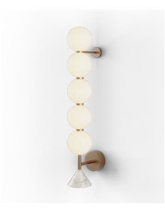 Aplique de pared Soko - Aromas - Diseño vertical con 5 globos de cristal opal, detalle de mármol 2