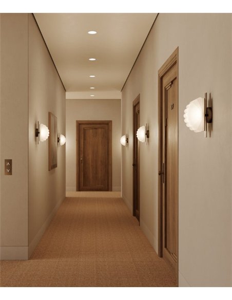 Aplique de pared Gina - Aromas - Pantalla de cristal opal con diseño en forma de abanico