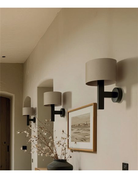Aplique de pared Rems - Aromas - Pantalla cilíndrica de cuero con luz regulable