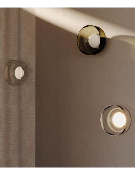 Aplique de pared Ipon - Aromas - Disco de cristal con esfera luminosa central