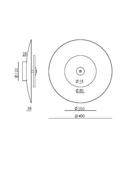 Aplique de pared Coss - Aromas - Lámpara decorativa con disco curvo con centro de alabastro