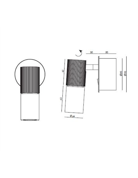 Aplique de pared Tura - Aromas - Foco orientable revestido en cuero con interruptor integrado