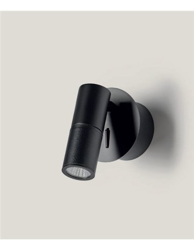 Aplique de pared Tura - Aromas - Foco orientable revestido en cuero con interruptor integrado
