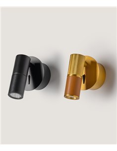 Aplique de pared Tura - Aromas - Foco orientable revestido en cuero con interruptor integrado