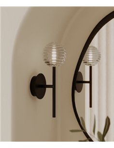 Aplique de pared Doul - Aromas - Tulipa esférica de cristal rayado