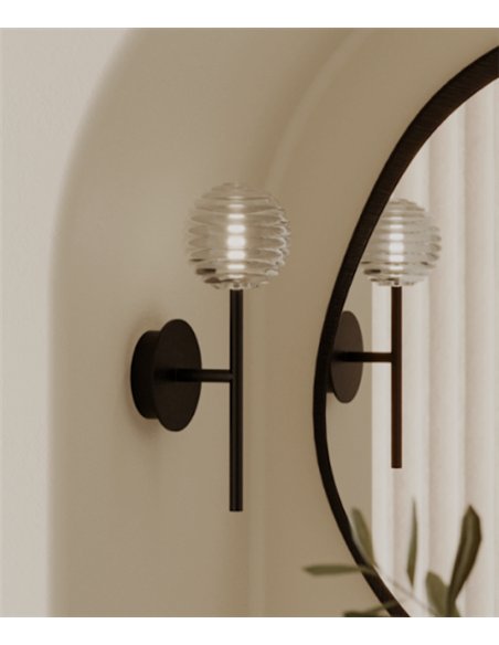 Aplique de pared Doul - Aromas - Tulipa esférica de cristal rayado