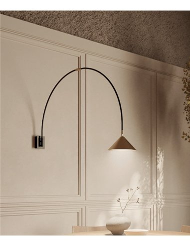 Aplique de pared Hinoo - Aromas - Brazo arqueado con pantalla cónica orientable