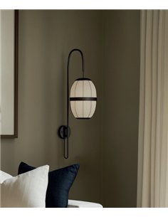 Aplique de pared Pull - Aromas - Brazo curvo con pantalla de lino e interruptor integrado