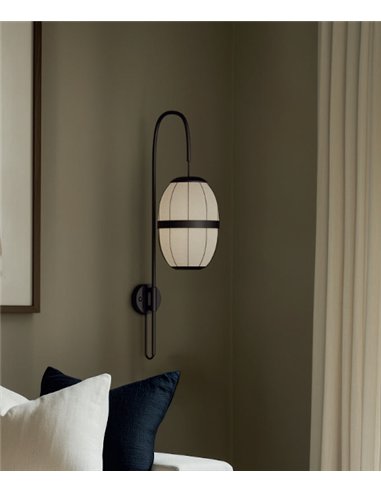 Aplique de pared Pull - Aromas - Brazo curvo con pantalla de lino e interruptor integrado
