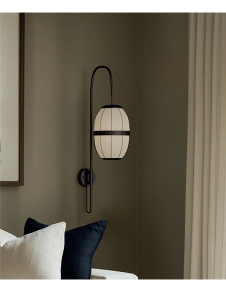 Aplique de pared Pull - Aromas - Brazo curvo con pantalla de lino e interruptor integrado