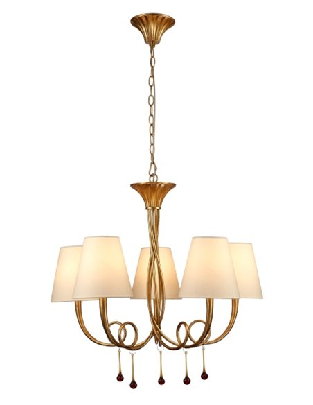 Lámpara colgante clásico Paola 5 - Mantra - Lámpara de estilo clásico y romántico, color dorado