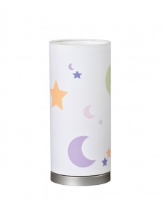 Lámpara de mesa Nights - Anperbar - Lámpara infantil cilíndrica con estrellas y lunas