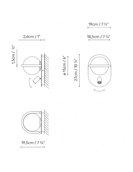 Aplique de pared C Ball 2 luces
