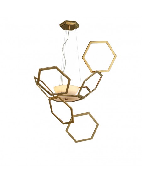 Lámpara colgante de latón con hexágonos sin cristal – Ramie – MYO